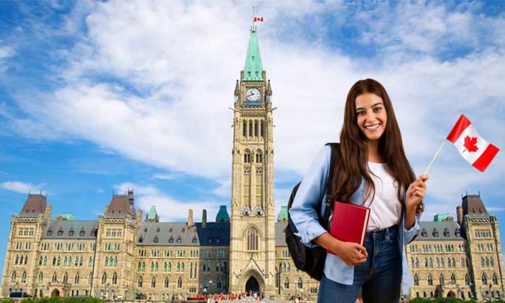 Student with Canada flag – abroad education consultants in Trichy.